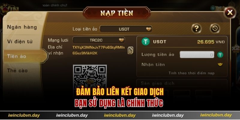 Đảm bảo liên kết giao dịch dùng là chính thức