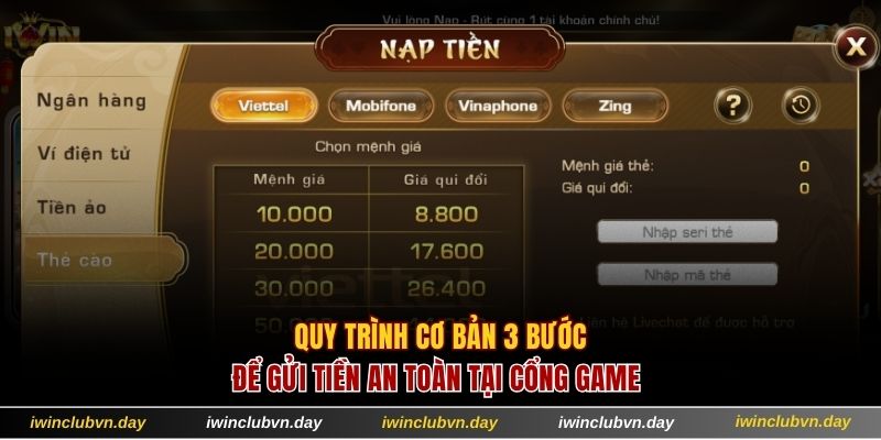 Quy trình cơ bản 3 bước để gửi tiền an toàn tại cổng game